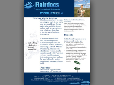 Flairdocs/Flairsoft MobileTrack Brochure brochure brochures design event flyer flyers graphic item print product showcase software