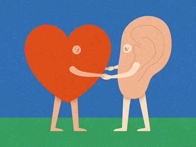 Listen to Your Heart character design ear healthy heart hearts illustration illustrator listen love texture vector voice