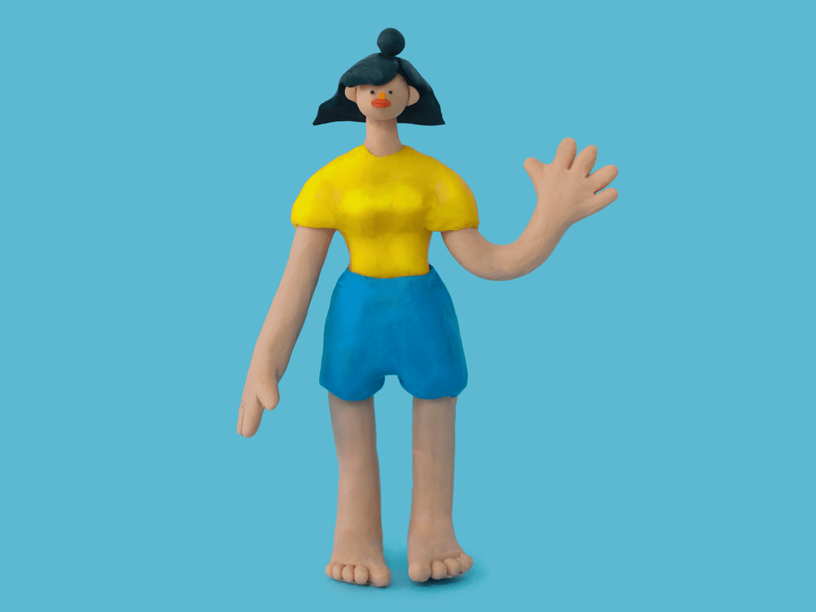 Hello, it's me animation character design clay girl greeting hi illustration modeling sculpture stop motion animation stopmotion