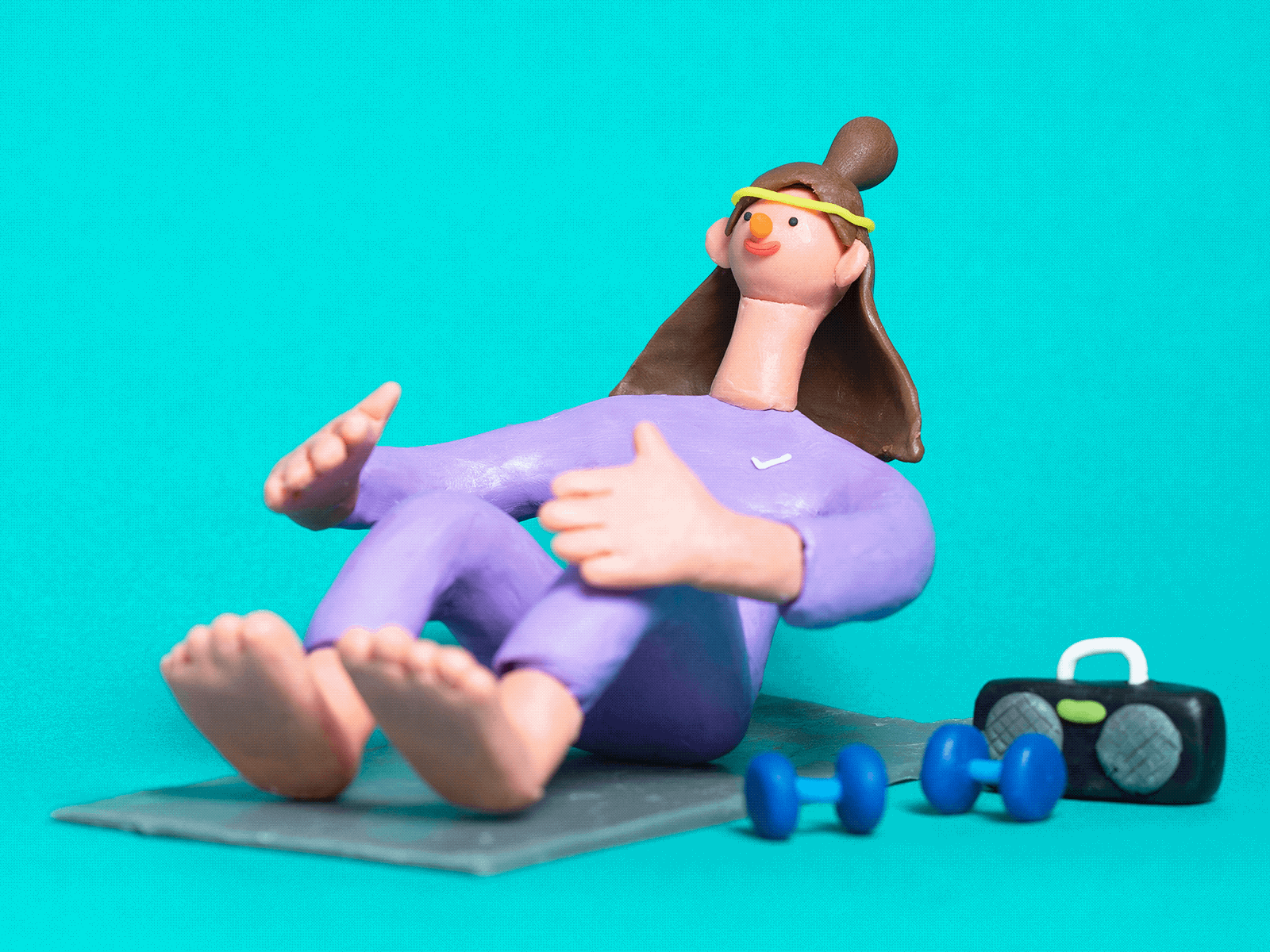 Keep Fit animated gif animation clay fit fitness girl hot just do it nike shaking sport stop motion stopmotion summer sweating workout yoga