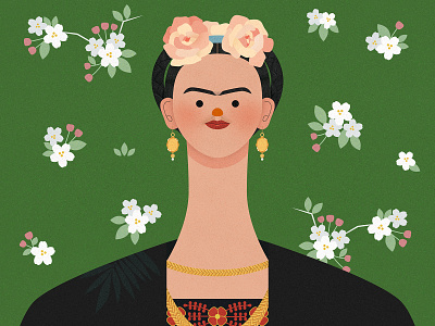 Frida Kahlo artist character design female flower illustration illustrator mexican mexico painter portrait self portrait texture vector