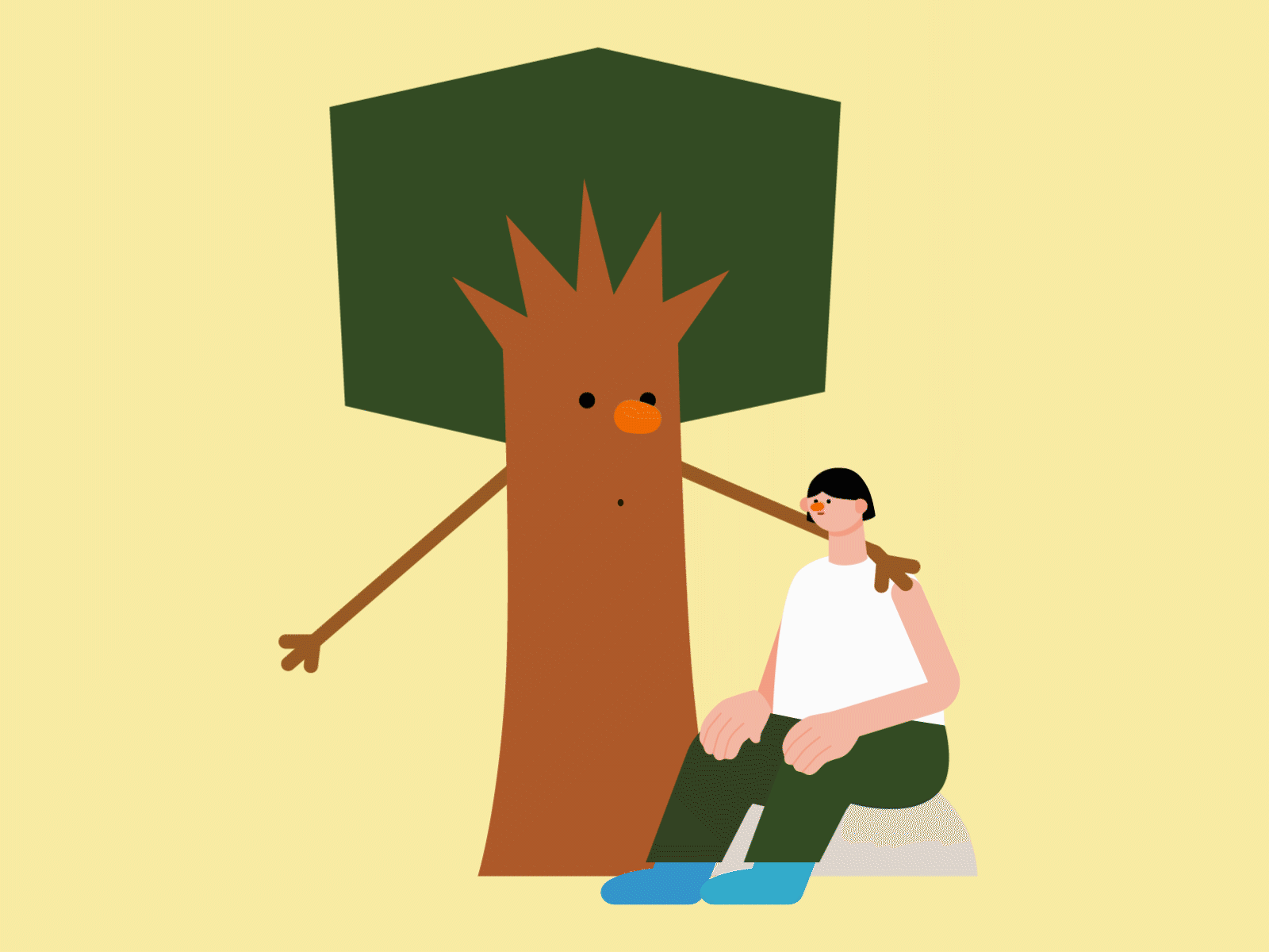 Tree Hole animated gif character design crying emotional friend illustration illustrator sad talking tree vector