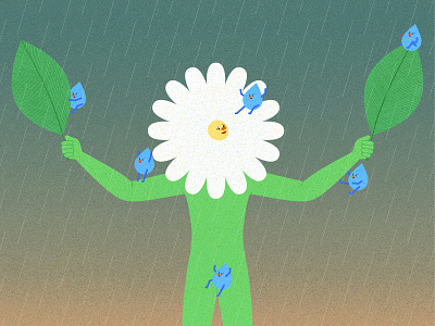 Raining affinity designer character design design emotional flower hong kong illustration illustrator rain texture vector