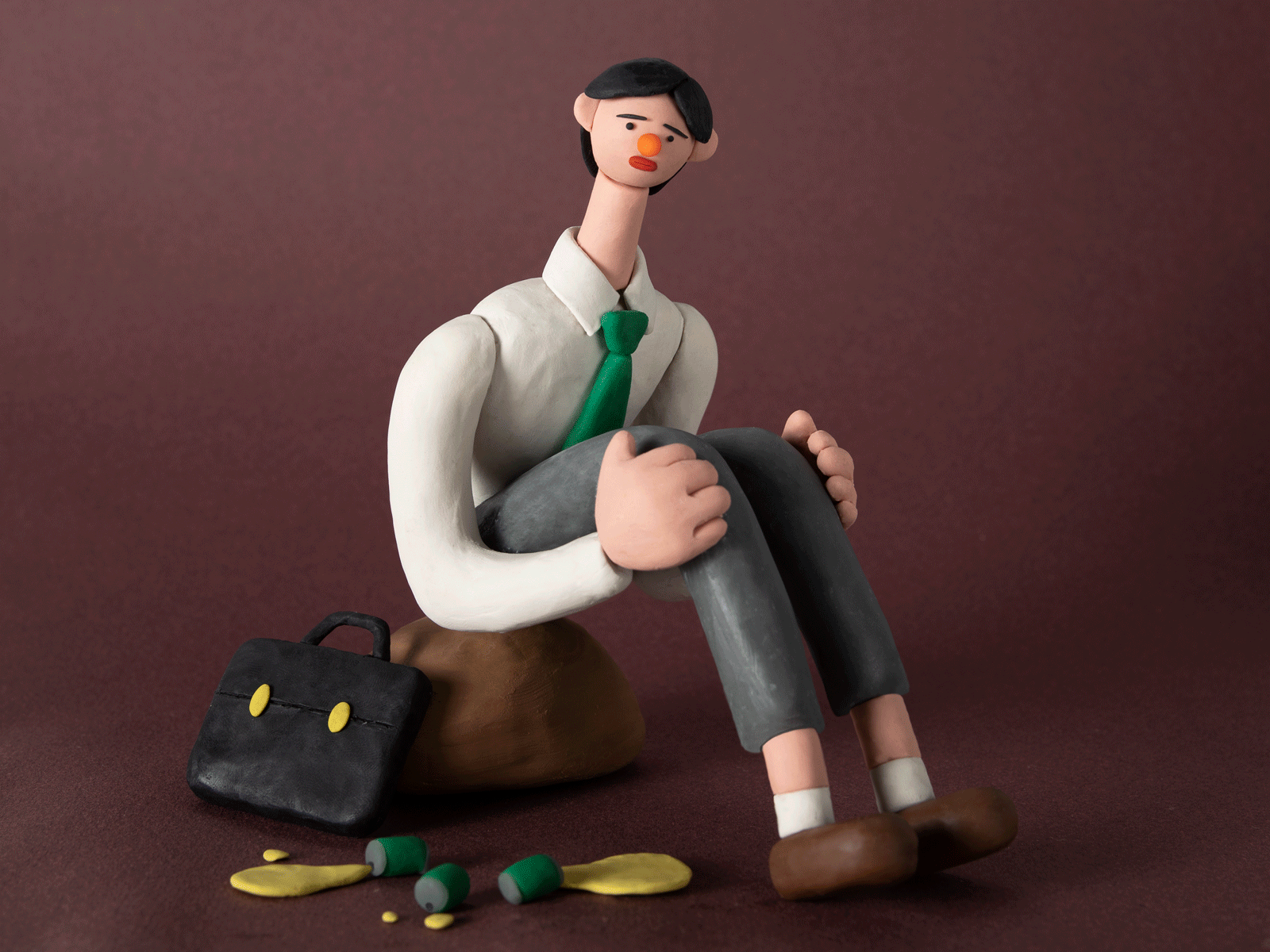 Life is Hard 3d animated gif animation character design clay emotion gif hong kong illustration life modelling clay plasticine stopmotion texture working