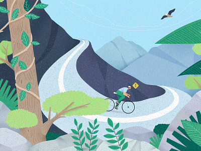 Cycling adventure affinity designer bike blue character design cycling eagle illustration illustrator life mountain nature riding texture vector