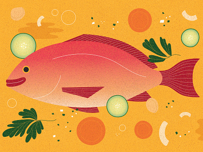 Red Snapper Fish Soup australia character design design fish food graphic design hong kong illustration illustrator japan melbourne snapper soup texture vector
