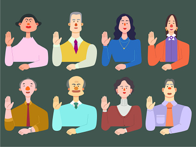 Raising Hand character design group hand up human illustration illustrator men people vector women