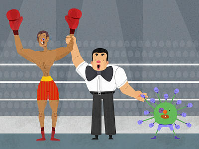 Beat the virus adobe boxing character design covid illustration illustrator pandemic photoshop texture vector virus winner