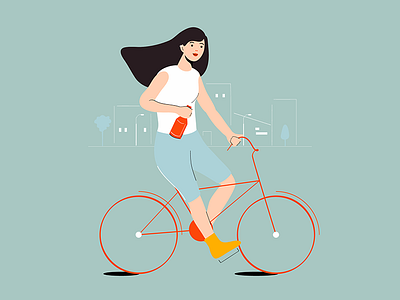 Yellow bicycle bike character chill cycle cyclist friend illustration wine