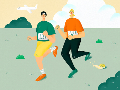 Jogging airplane bomb illustration jogging running snail