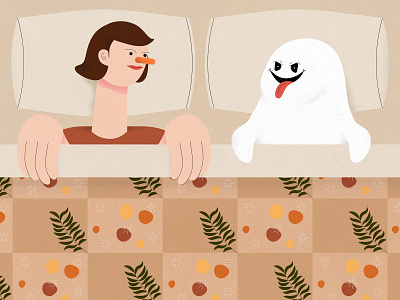 Sleeping with Ghost bed character design ghost halloween hotel illustration japan shodoshima sleep texture vector zzz