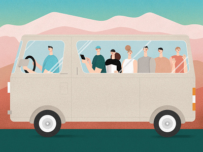 Road Trip affinity designer character design driver illustration japan japanese shodoshima texture travel travellers vector