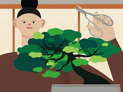 Bonsai master — Masashi Hirao bonsai character design illustration japan japanese japanese art master megijima texture tree vector