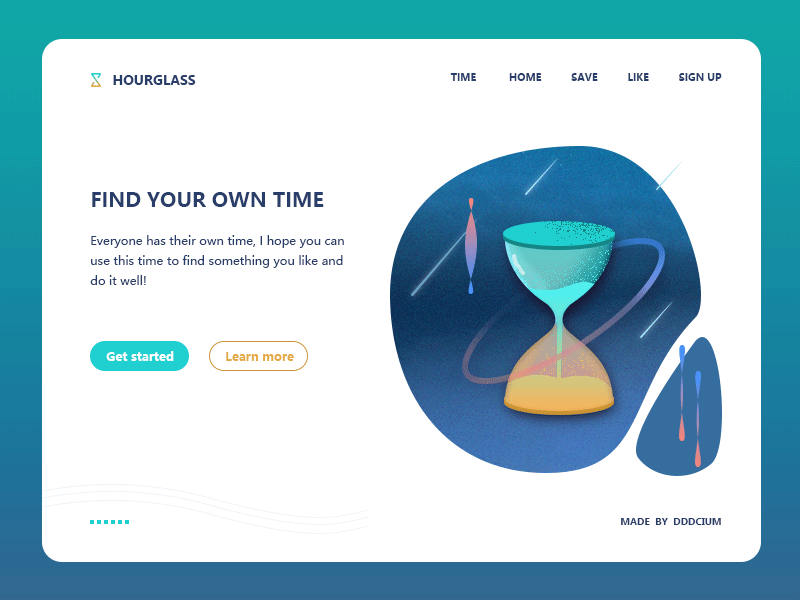 Find your own time hourglass illustration