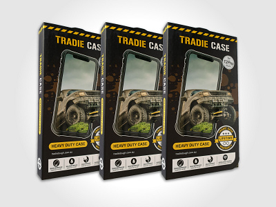 Tradie Case Packaging Design (front) badge design branding case design graphic design icons logo mobile device packaging