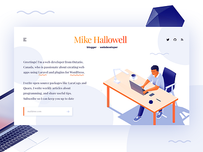 Isometric illustration personal page blog design illustrative landing isometric landing page personal page ui webdesign