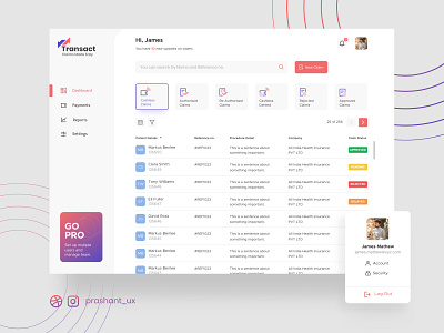 Dashboard Design for Transact admin app blue branding creative dashboard design gredient interface logo management modern orange payment red transaction typography ui user ux