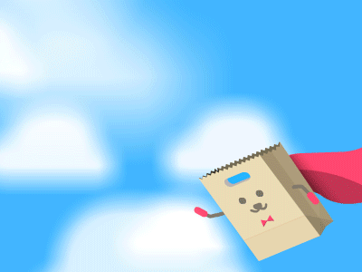 KEEP CALM & Paperbag Man to the rescue animate animation cartoon clouds fly hero illustration inspiration paper paperbag sky