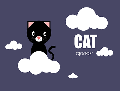 cat clouds art cartoon design illustration vector