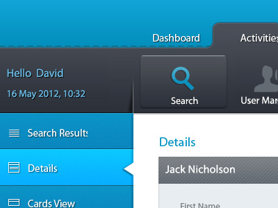 Dashboard dashboard menu ui ux