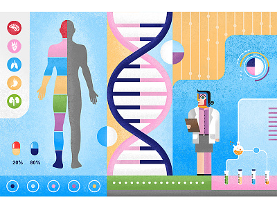 Medical research art direction body character desing charts doctor illustration medical