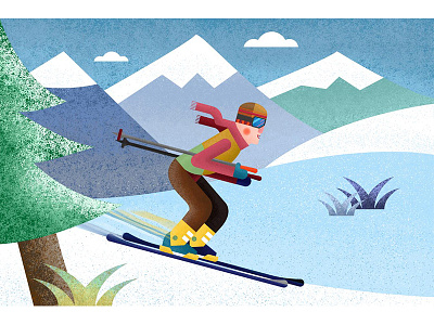 Skiing art direction character desing illustration painting skiing sport winter