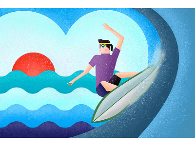 Gone surfing character desing illustration painting sport summer surfing