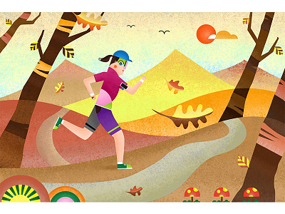 Just run autumn character desing illustration painting running sport