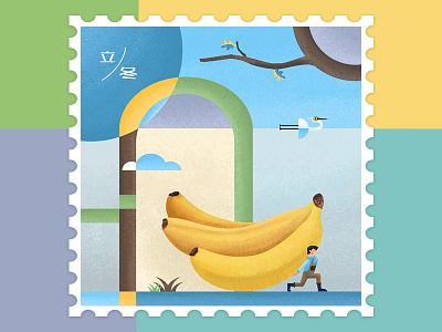 Banana character desing farmer fruits illustration painting winter