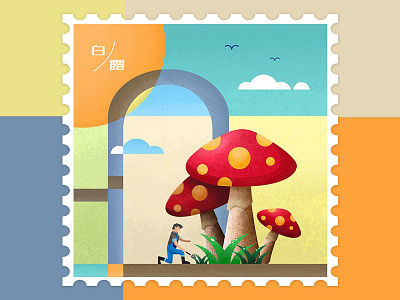 Mushroom autumn character desing farmer illustration painting vegetables