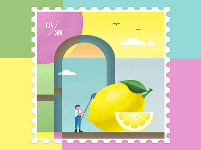 Lemon character desing farmer fruit illustration lemon painting