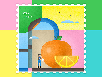 Orange character desing farmer fruits illustration orange painting spring