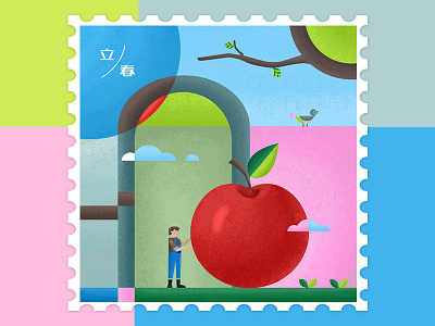 Apple apple character desing farmer fruit illustration painting springtime