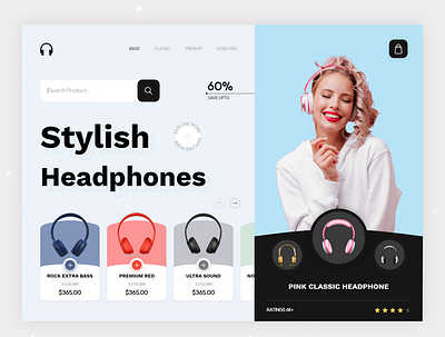 Headphone Product Website clean creative dark ui design gaming headphone headphones landing page landing page design minimalist modern music product shop simple typography ui design uidesign uxdesign webdesign