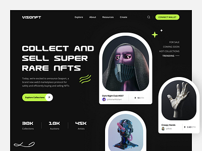 NFT Marketplace Website ai gaming mordern websites nft nft marketplace nft ui nft website robotics ui web design web3 website design