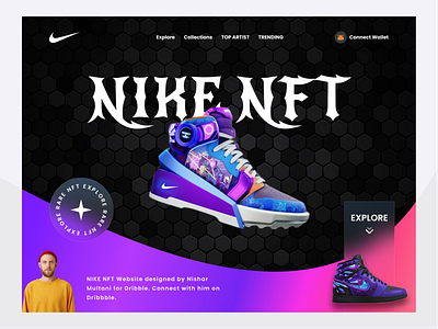 Nike NFT Website 3d cool crypto crypto web cryptoart dark ethereum glassmorphism metaverse nft nft marketplace nike token ui ux web web3