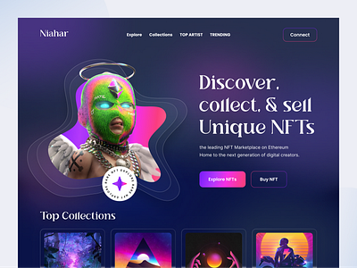 NFT Marketplace Website 2d 3d 3d art abstract blockchain card crypto dark nft nft market nft website ui web web3