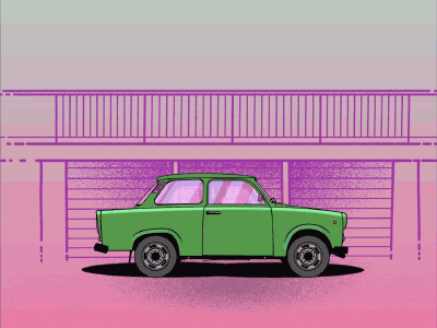 Trabant 601 after effects animated car animation car illustration illustrator moving car trabant vector graphics vehicle