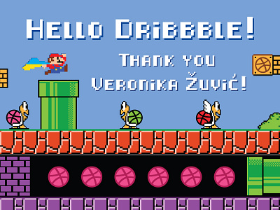 Hello Dribbble! 8 bit creative funny game gamer mario nintendo old games pixel art retro game super mario ukraine