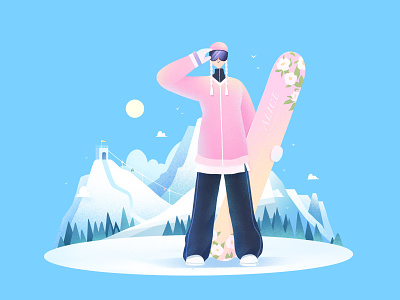 The Girls10 blue character design fashion girl illustration procreate ski snow sunny winter
