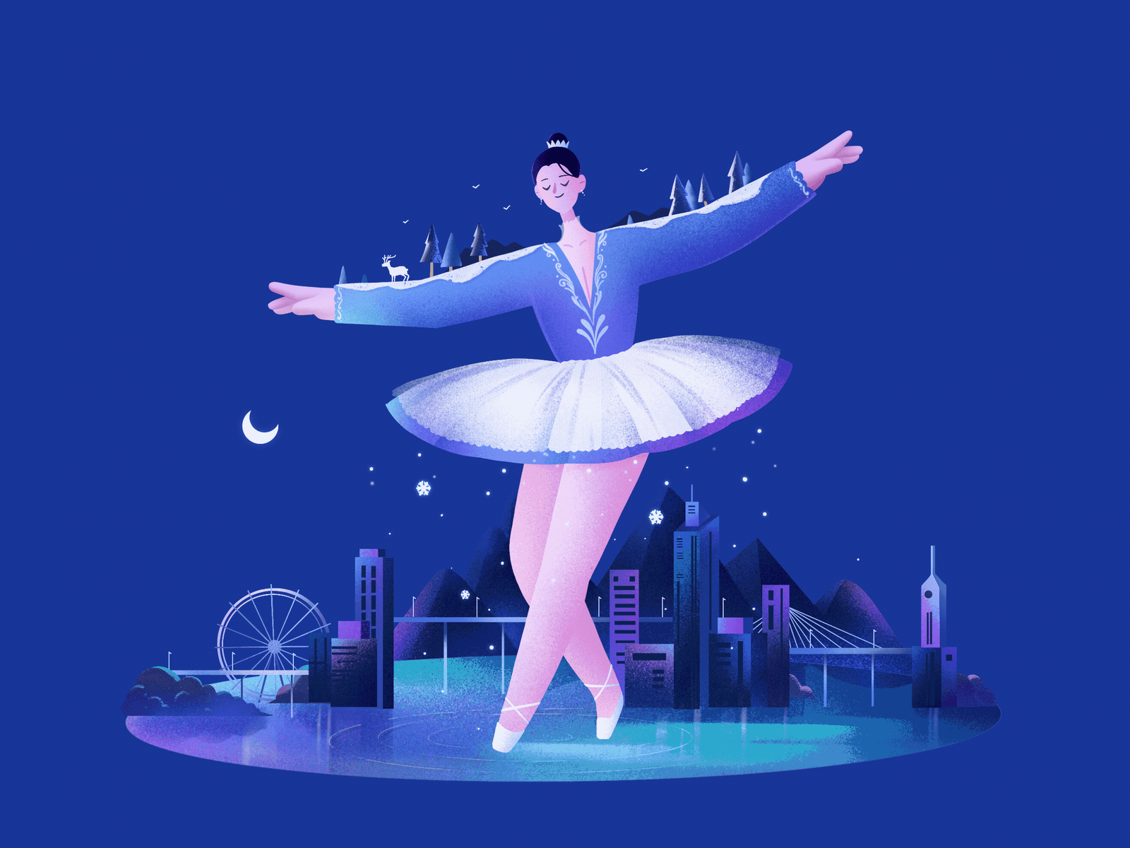 初雪 character city design dream gif girl illustration night procreate snow