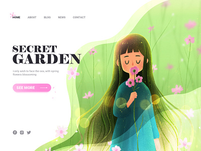 In the secret garden flower girl illustration web