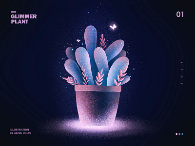 夜幕微光01 ghibli illustration light plant