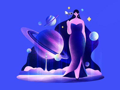 The Girls06 character dance design fashion girl illustration planet procreate roket space star universe