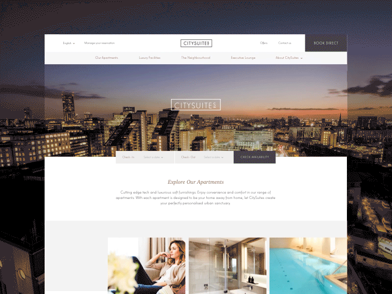 CitySuites Home Page apartments home page luxury visual design website