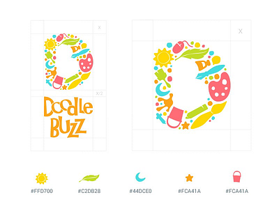 Doodle Buzz Logo android art artist branding buzz chat class colourful communication creative design doodle elegant ios logo paint passion sketch typography