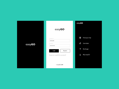 EasyGo personal project splash, login & Landing app branding design flat icon information logo minimal transportation travel typography ui ux vector