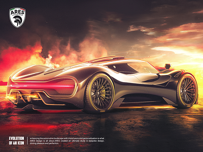 Ares - EVOLUTION OF AN ICON ares aresdesign art automotive black car compositing design digitalart drawing fantasy lighting manipulation painting poster red sky speedart timelapse yellow