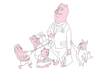 Ever Fatherly animation characters cute illustration lineart pigs pink