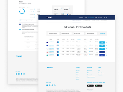 TWINO Investors Dashboard dashboard design desktop fintech footer p2p investment platform profile settings twino ui